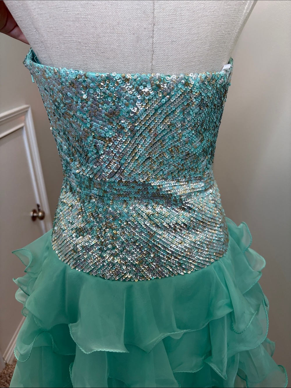 👗TEAL SHERRI HILL STRAPLESS DRESS - Picture 3 of 9